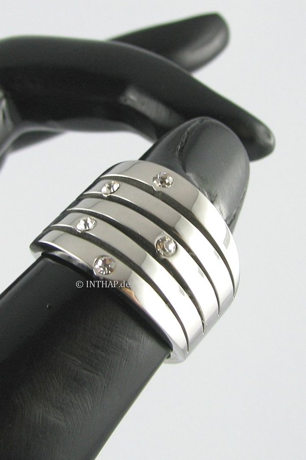 Edelstahlring - silber Ring mit Zirkonia - Damenring Fingerring
