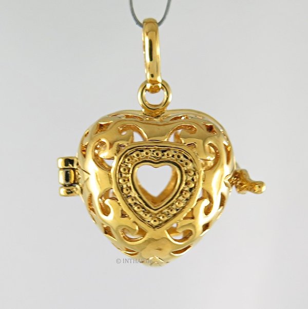 Herz Klangkugel - Anhänger Elfenrufer Amulett |HHkk - gold