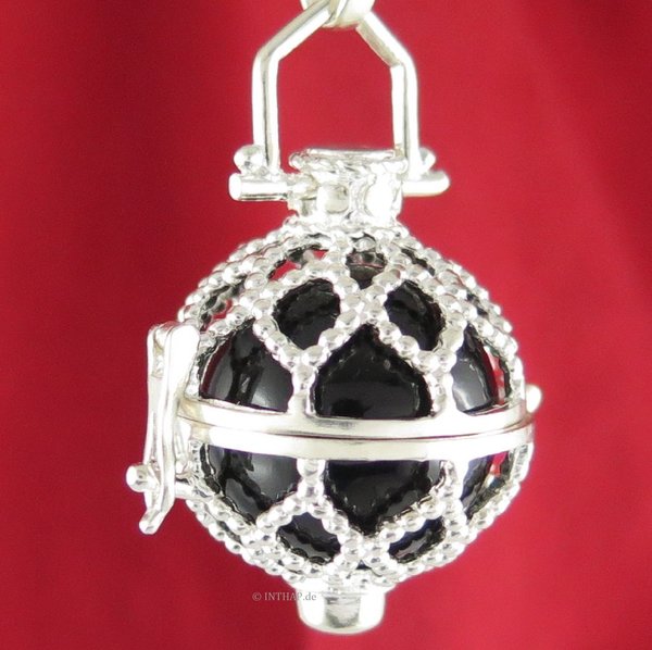 Perlen Engelsglöckchen - 925 Silber Kettenanhänger - schwarz |S17P10