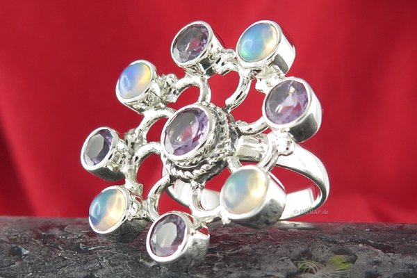 925 Silber Ring - Silberring Bume mit Opal Amethyst |72-30-7 17,8