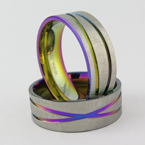 Edelstahlring Damenring Herrenring Ring multicolor L503n