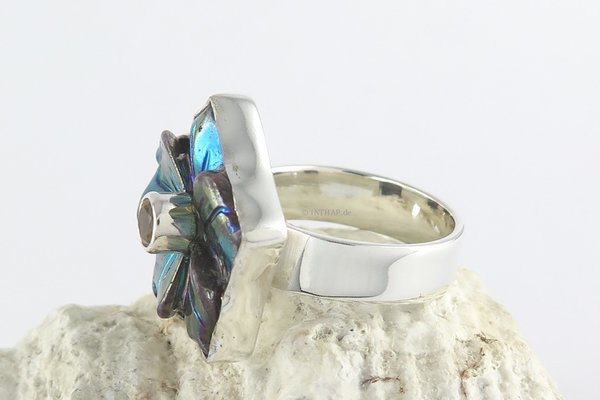 925 Silber Ring - Silberring Blüte mit Zitrin - Damenring