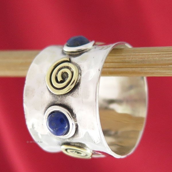 925 Silber Ring - Silberring mit Lapis Lazuli - Bandring