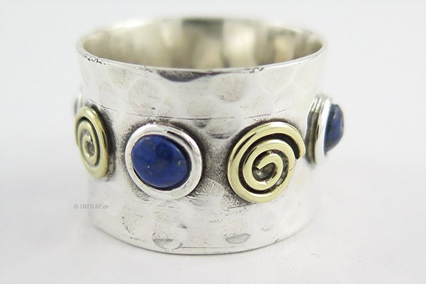 925 Silber Ring - Silberring mit Lapis Lazuli - Bandring