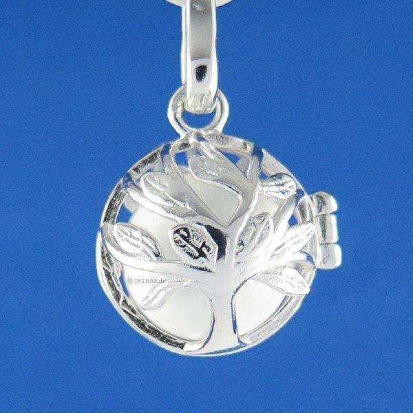925 Silber - Baum des Lebens Anhänger Medaillon Amulett - weiß