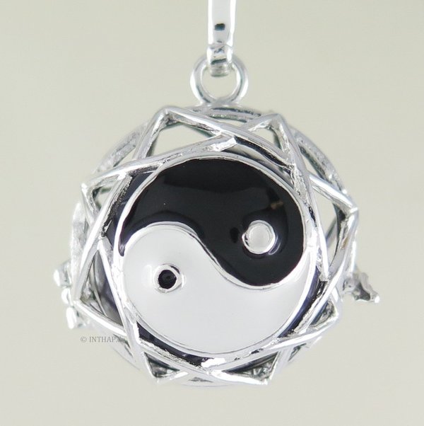 yin yang Klangkugel Anhänger zum Öffnen Medaillon Amulett dunkellila