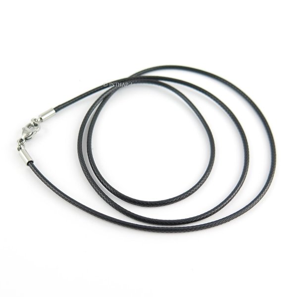 Lederkette schwarz 61 cm lang - Lederband Halsband Kette Band |L61s