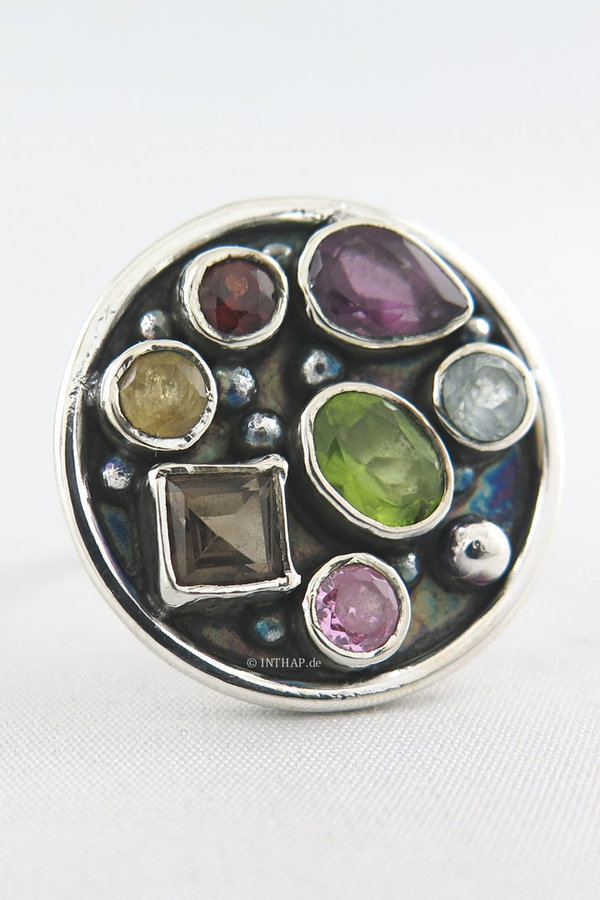 925 Silber Ring - Silberring Damenring rund mit verschiedenen Steinen