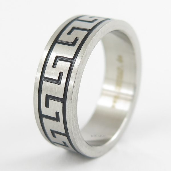 Edelstahlring - geometrisches Muster - Ring aus Edelstahl Bandring
